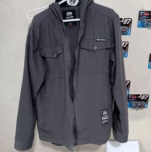 ecko unlimited gray hooded jacket L